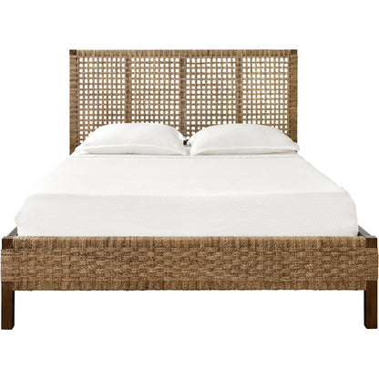 Karina Seagrass Wrapped Headboard and Footboard by Worlds Away in brown. Made from unique in a rustic style.