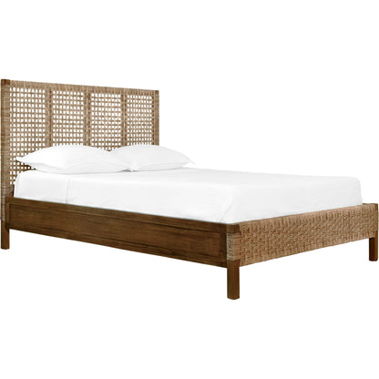 Karina Seagrass Wrapped Headboard and Footboard by Worlds Away in brown. Made from unique in a rustic style.