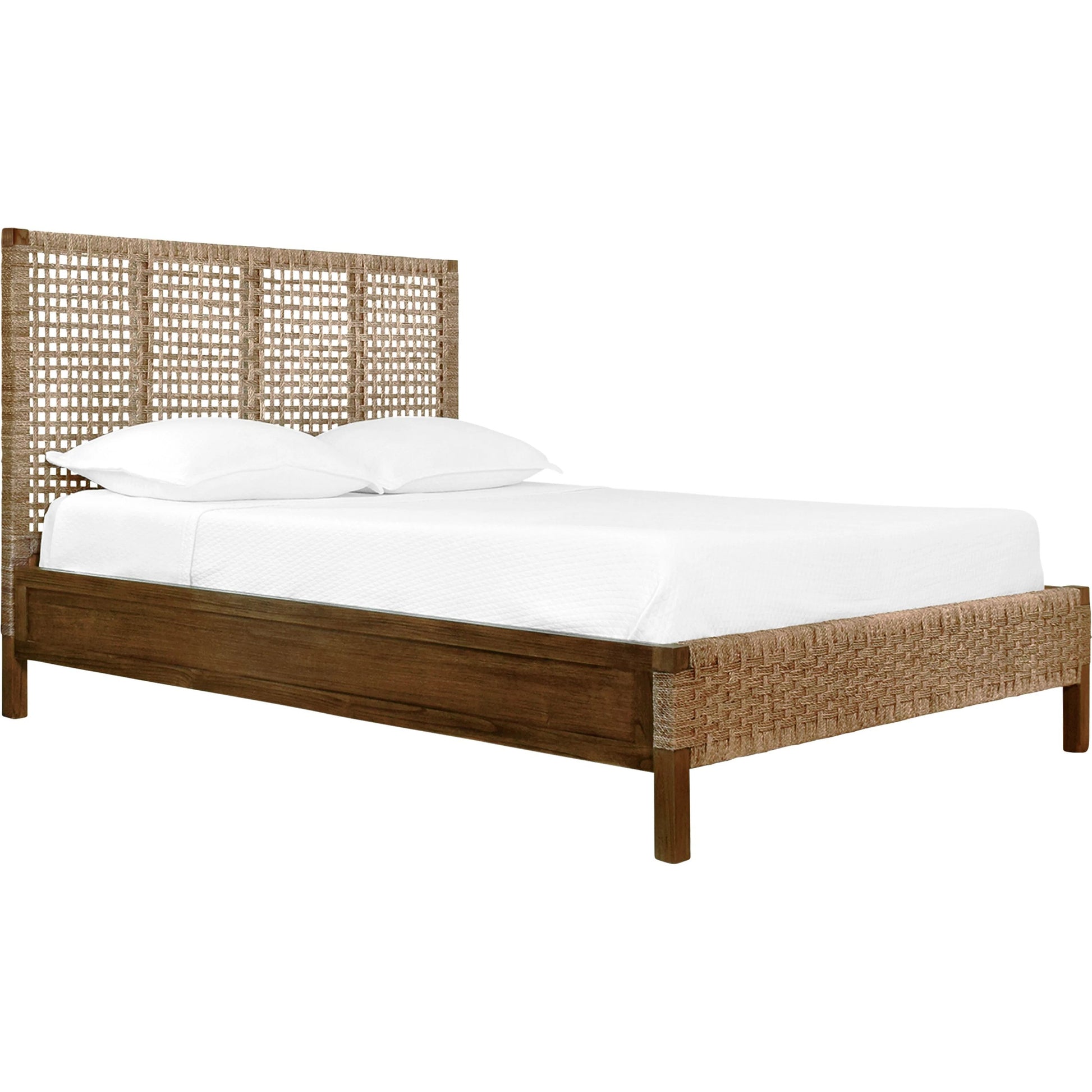 Karina Seagrass Wrapped Headboard and Footboard by Worlds Away in brown. Made from unique in a rustic style.