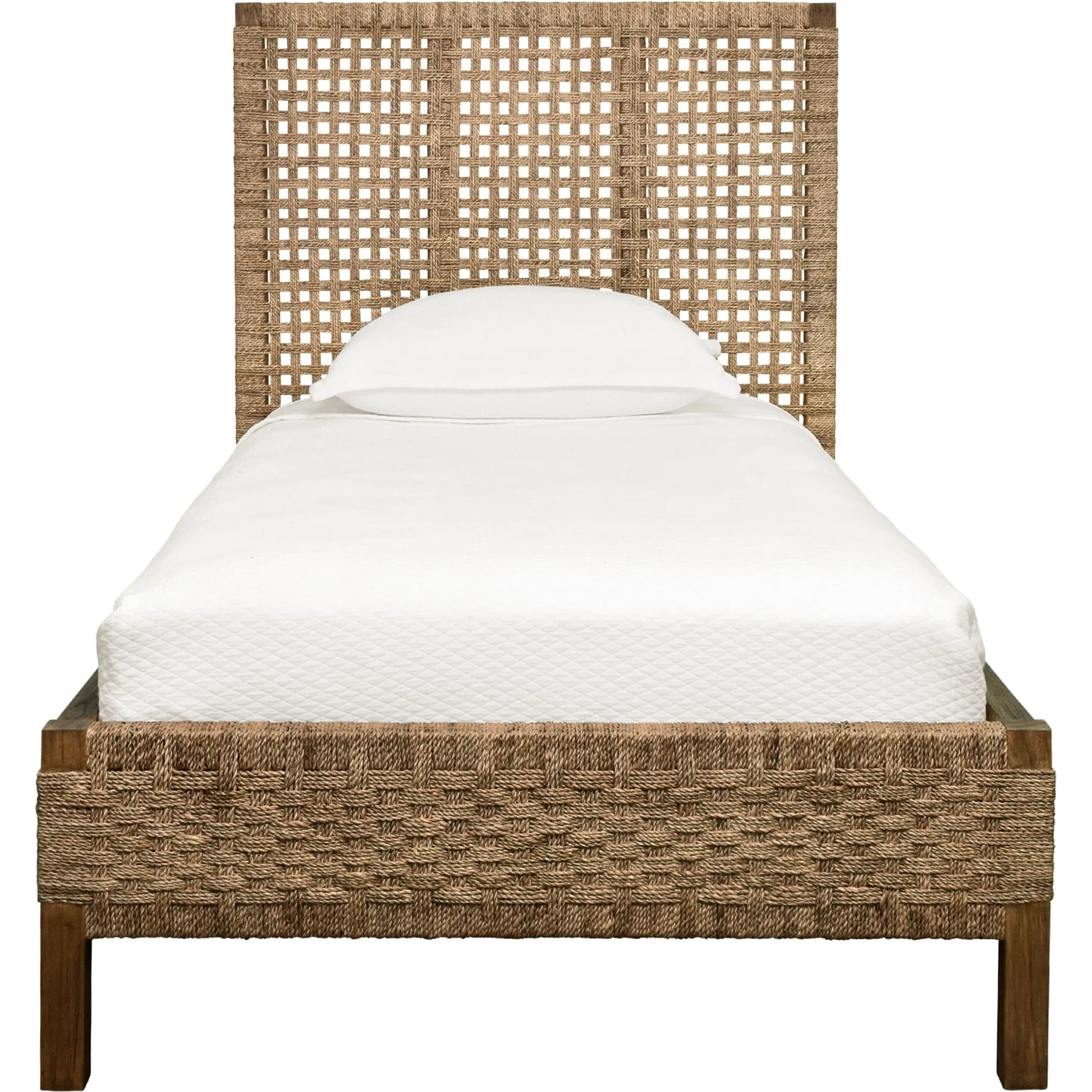 Karina Seagrass Wrapped Headboard and Footboard by Worlds Away in brown. Made from unique in a rustic style.