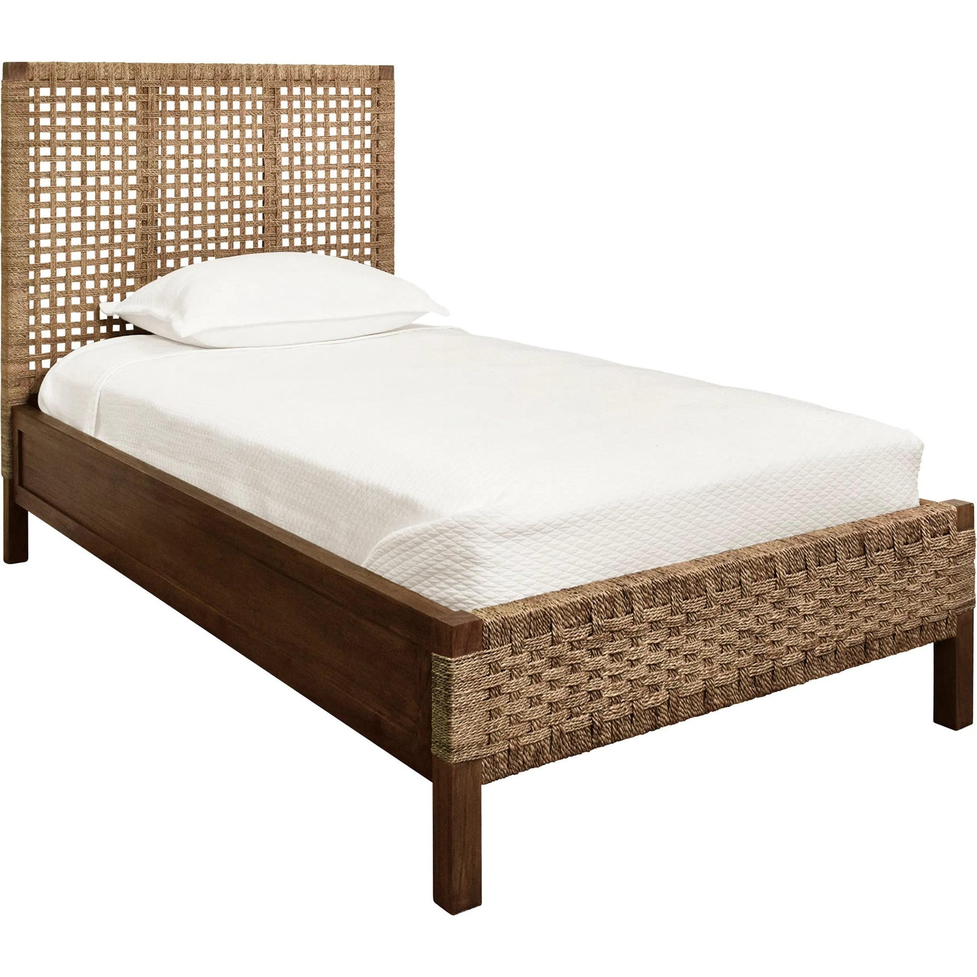 Karina Seagrass Wrapped Headboard and Footboard by Worlds Away in brown. Made from unique in a rustic style.