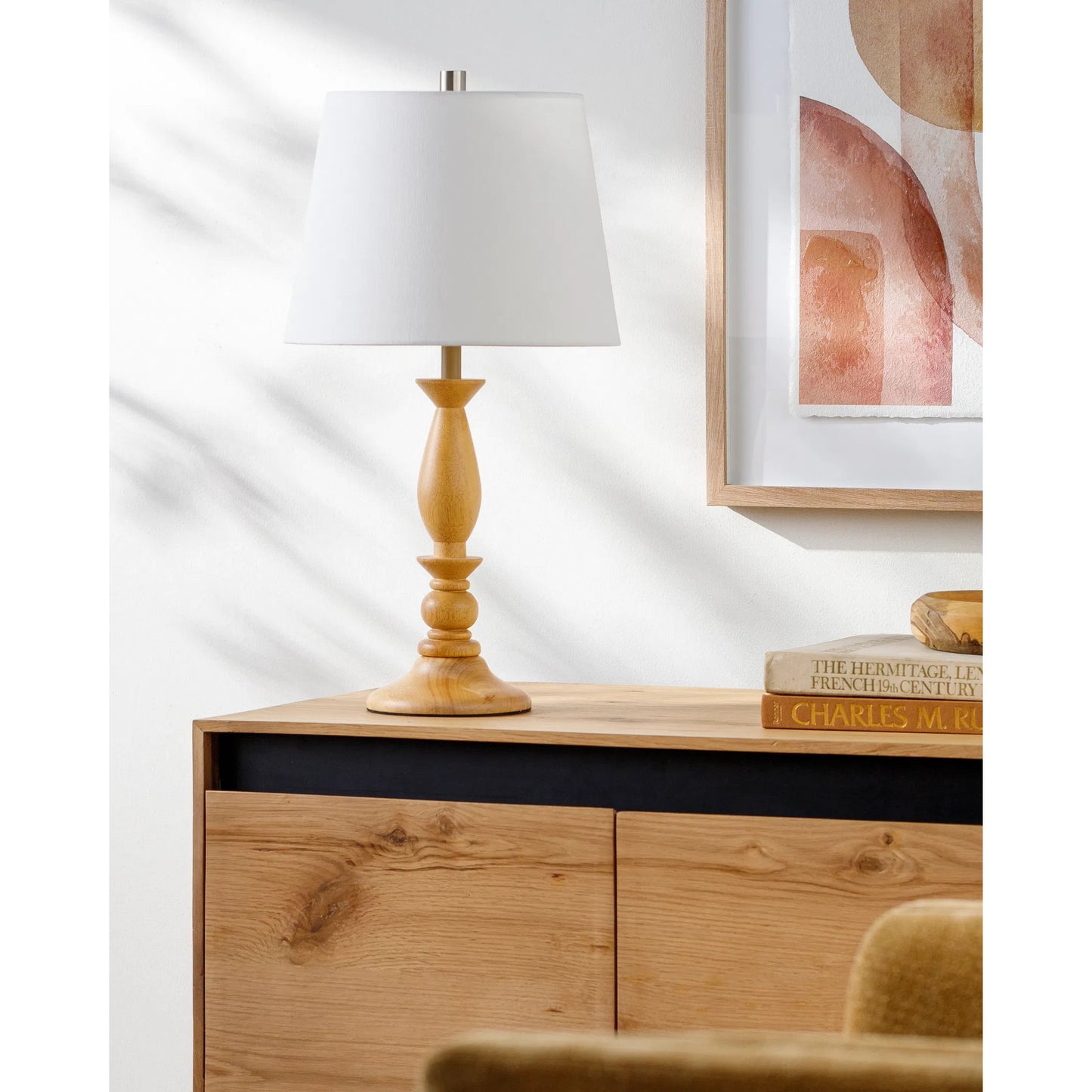 006 SI-2168592 | Lifestyle | Kauri Accent Table Lamp - 535687 by Livabliss in paintedpaintedplated. Made from wood veneer, linen, polystyrene in a transitional style.