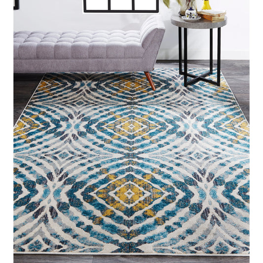Keats Transitional Rug - 3469F by Feizy in blue, ivory, yellow. Made from polypropylene, polyester in a unique style.