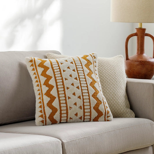 Kabela Pillow - 7445 by Surya in mustard, wheat. Made from 100% polyester, 100% cotton in a eclectic & global style.
