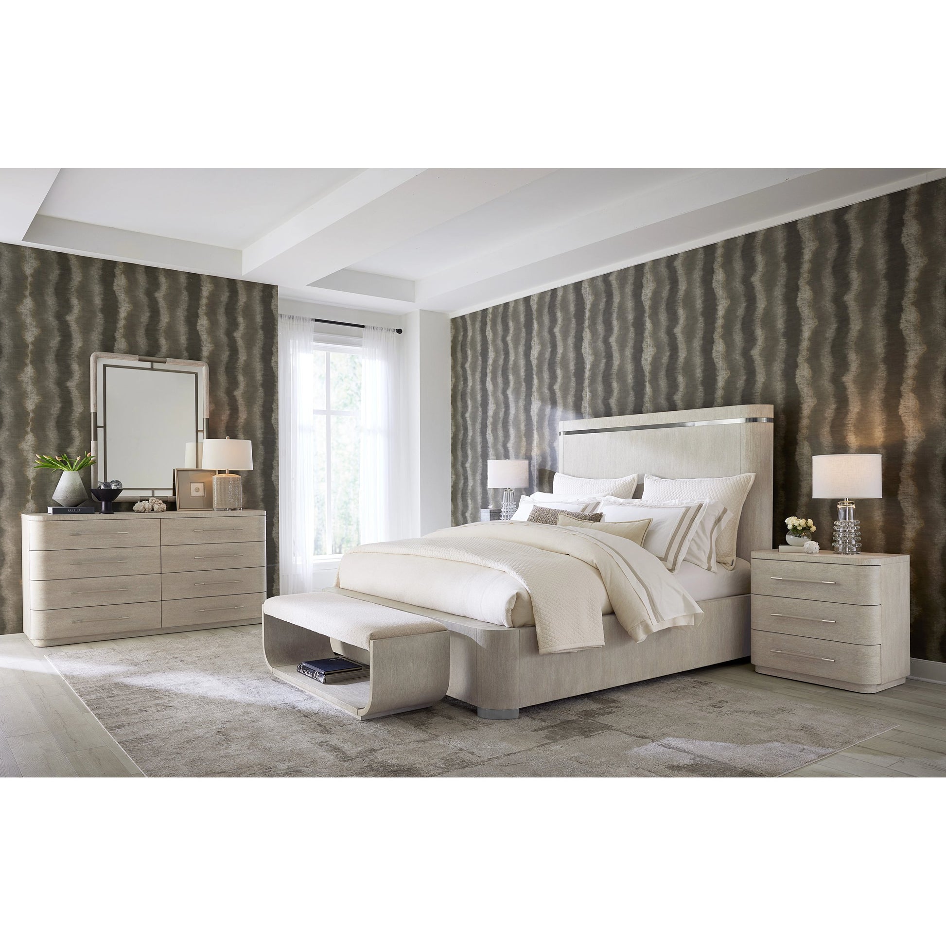 Modern Mood Three Drawer Nightstand by Hooker Furniture. Made from oak veneers in a modern style.