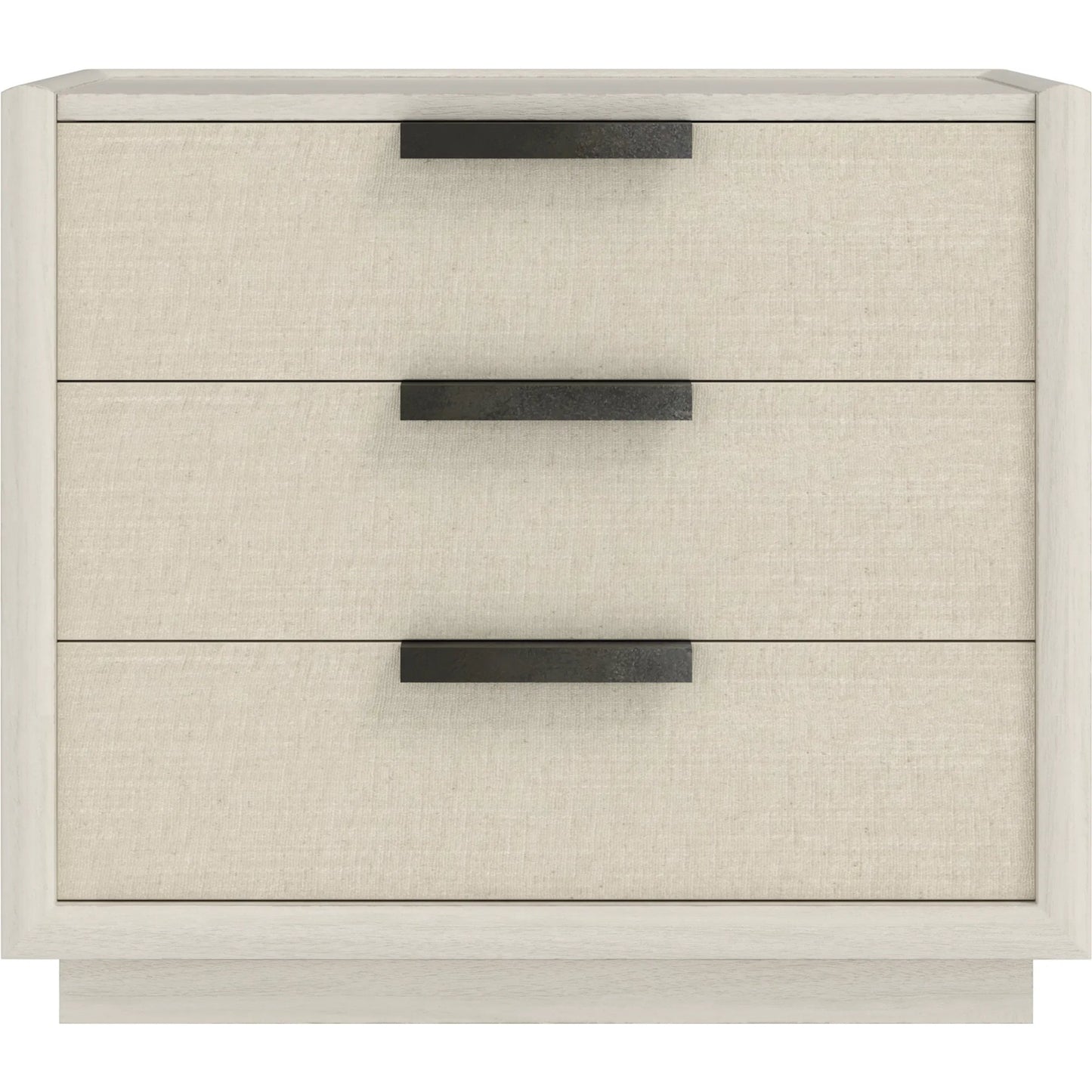 002 SI-2453375 | Additional Silo | Cotiere Nightstand in Linen by A.R.T. Furniture in linen. Made from parawood solids, mixed split cathedral, quarter white oak veneers, fabric in a transitional style.