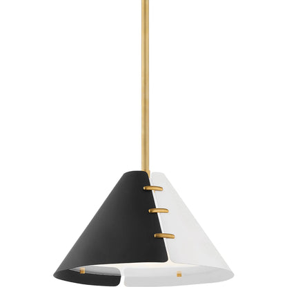 Split 1 Light Pendant by Hudson Valley in aged brass. Made from steel in a modern style.