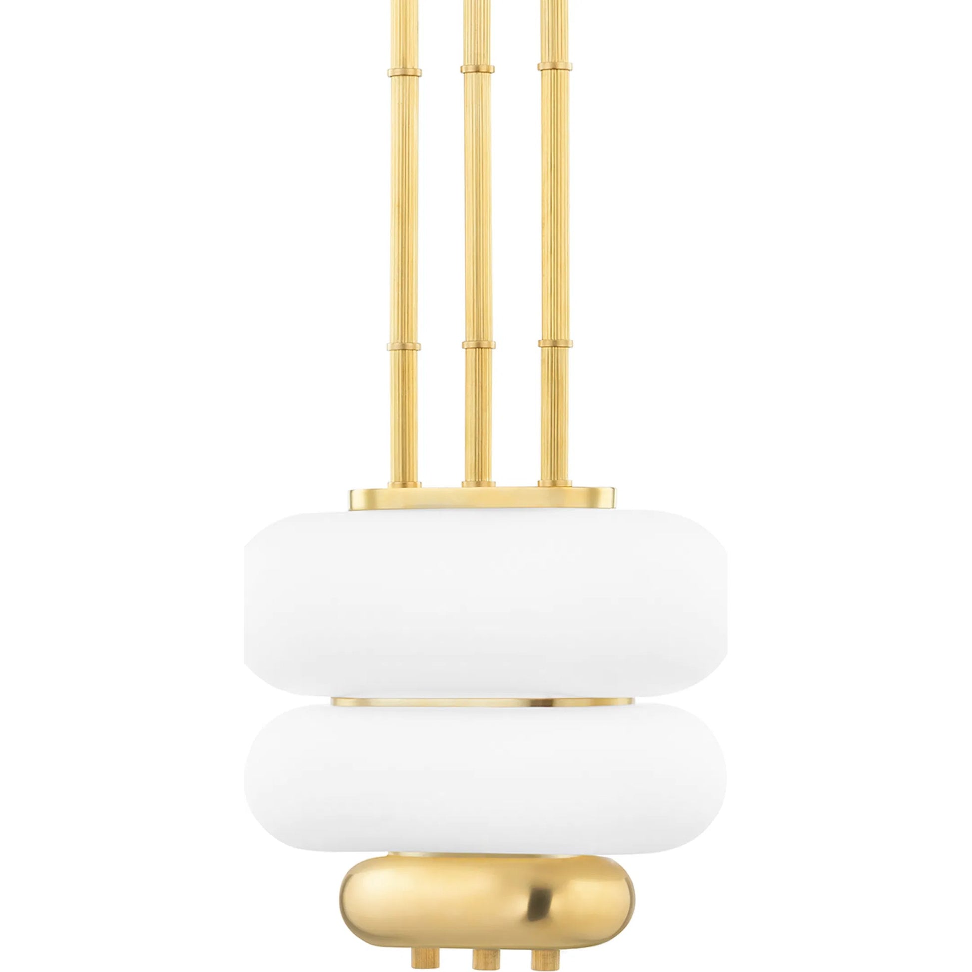 Palisade I Pendant by Hudson Valley in aged brass. Made from steel in a modern style.