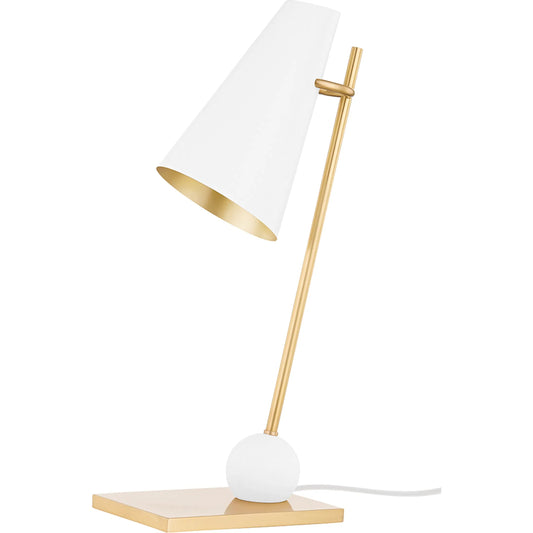Piton Table Lamp by Hudson Valley in aged brass, soft white. Made from steel in a modern style.