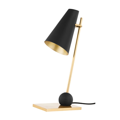Piton Table Lamp by Hudson Valley in aged brass, soft white. Made from steel in a modern style.