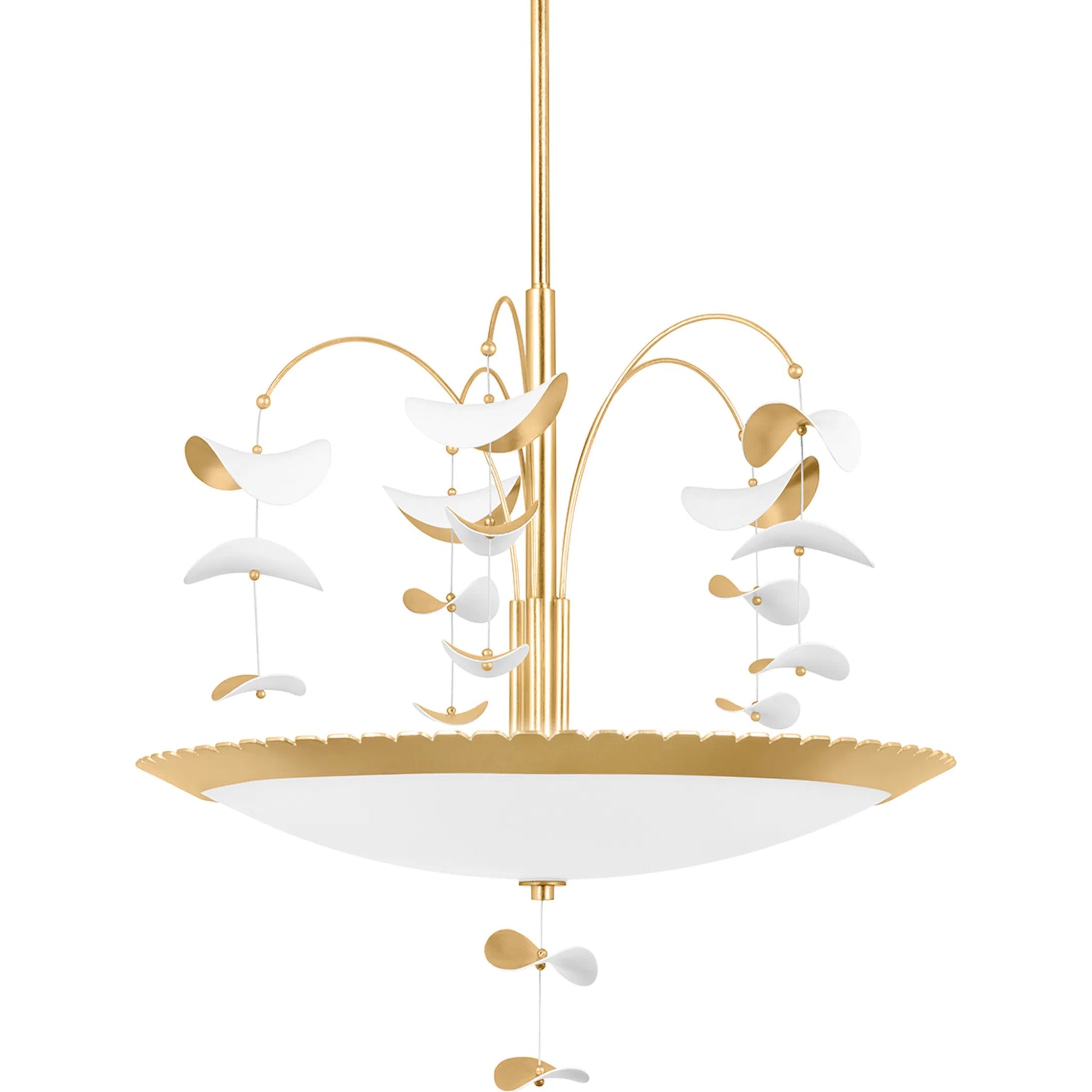 Paavo 6 Light Chandelier by Hudson Valley in gold leaf, soft white combo. Made from steel in a traditional style.
