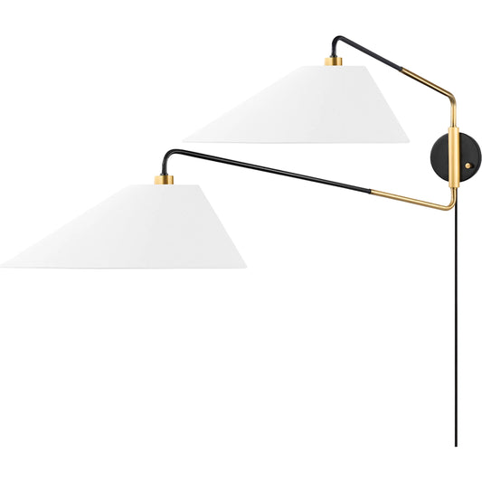 Duo 2 Light Portable Wall Sconce by Hudson Valley in aged old bronze. Made from steel in a modern style.