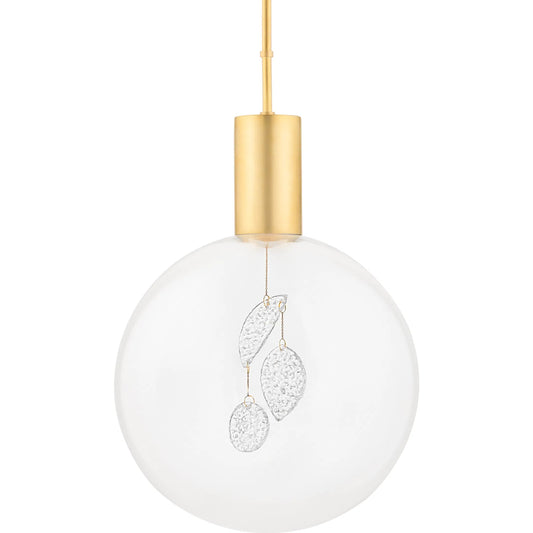 Gio 1 Light Pendant by Hudson Valley in aged brass. Made from steel in a modern style.