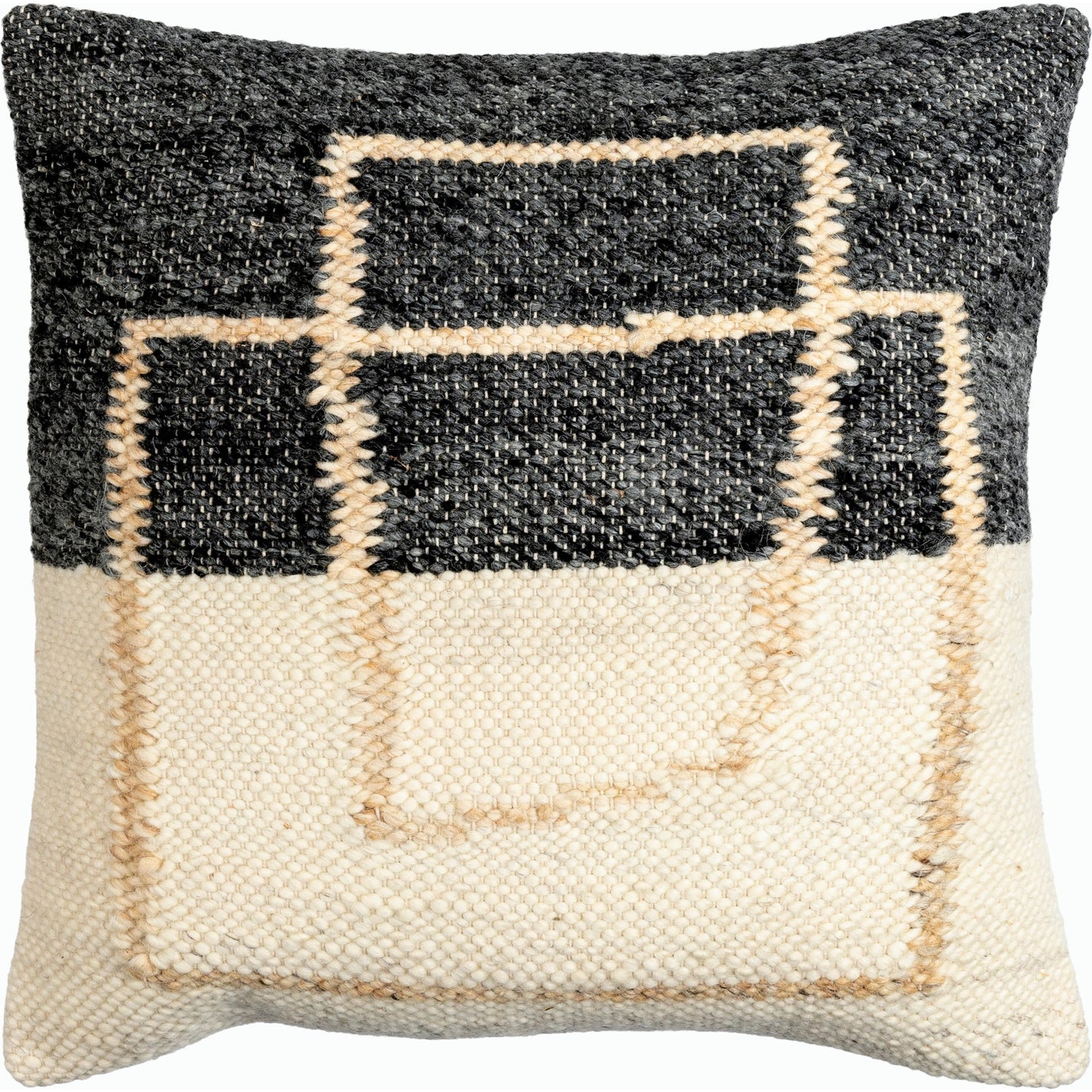 001 SI-2098864,SI-2098865,SI-2098867,SI-2098868,SI-2098870,SI-2098871 | Primary Silo | Kambalny Pillow - 493424 by Surya in beige, black, tan. Made from wool, cotton in a modern style.