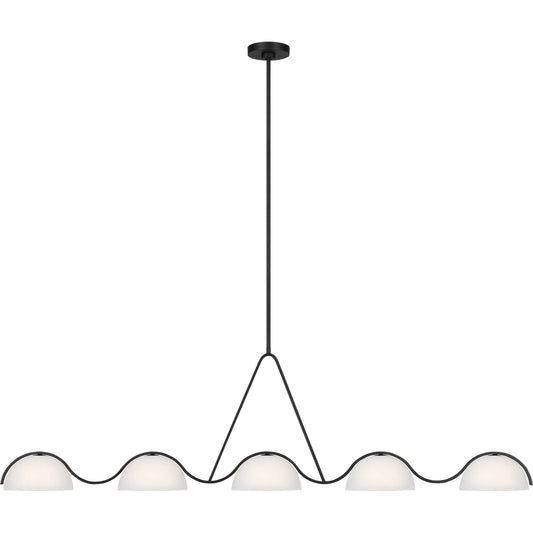Nido Extra Large Linear Chandelier by Visual Comfort & Co. in midnight black. Made from steel in a unique style.