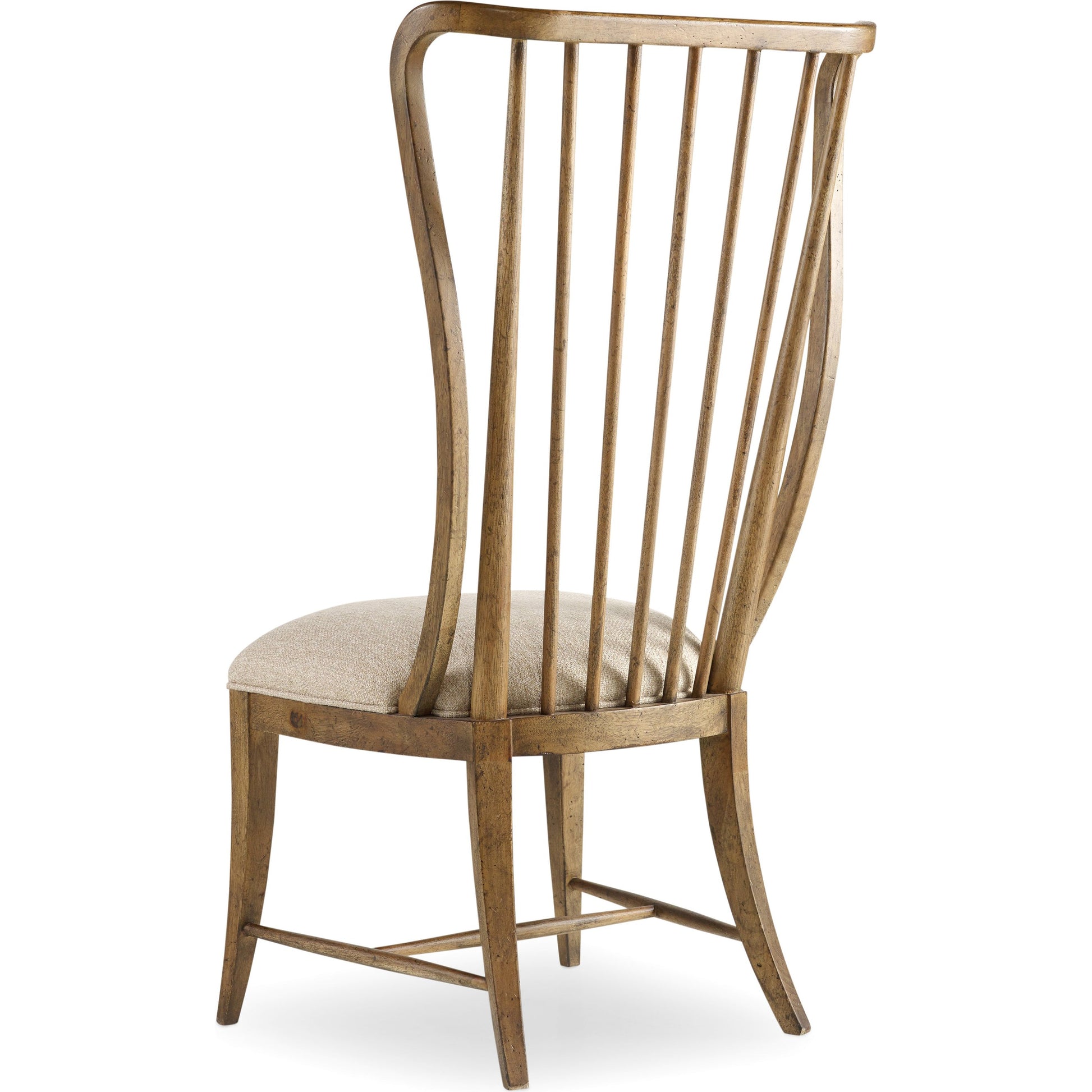 Sanctuary Tall Spindle Side Chair (Set of 2) by Hooker Furniture in beige and antique hickory. Made from fabric in a traditional style.