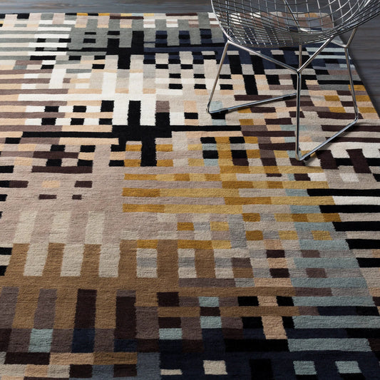 Kodari Rug - 15621 by Surya in medium brown, black, gray, seafoam, navy, amber. Made from 100% new zealand wool in a unique style.