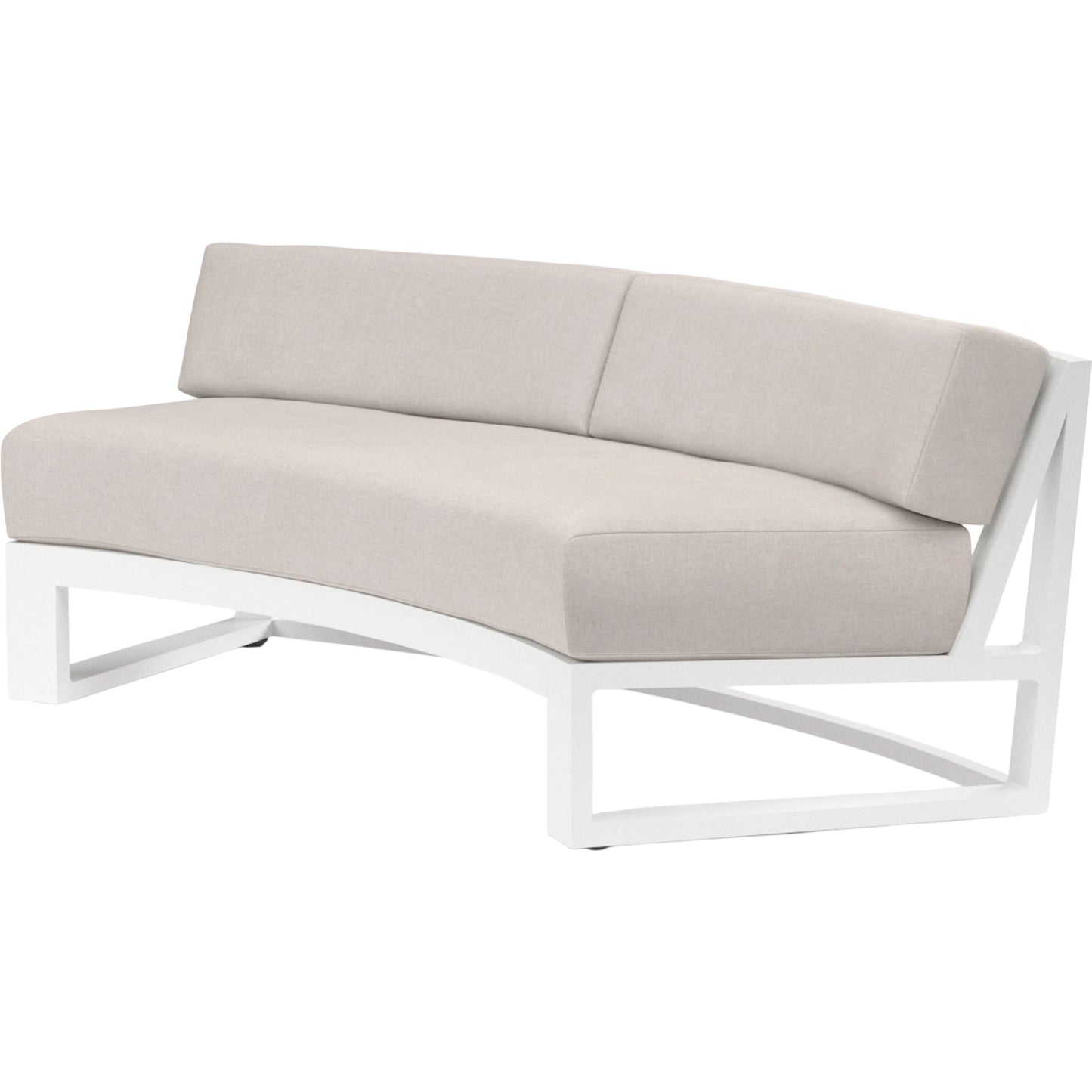 004 SI-2514043 | Primary Silo | Newport Outdoor Curved Sofa by Sunset West in whites/creams/beiges. Made from aluminum in a modern style.