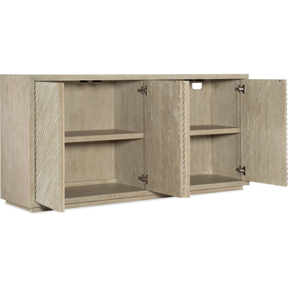 Cascade Sideboard by Hooker Furniture in terrain. Made from oak veneers, resin in a transitional style.