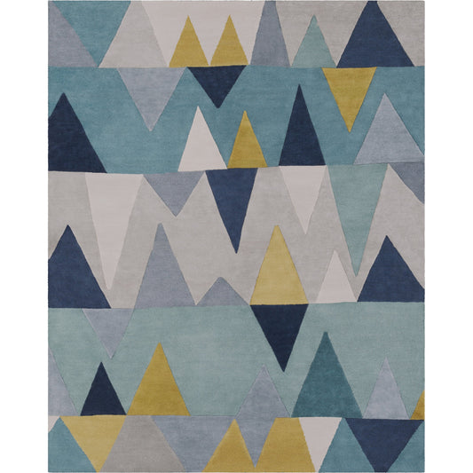 Kennedy Rug - 15527 by Livabliss in blue, tan, navy, gray, teal. Made from 100% wool in a unique style.