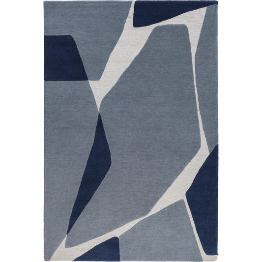 Kennedy Rug - 15528 by Livabliss in dark blue, navy, light gray. Made from 100% wool in a unique style.