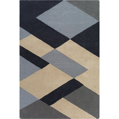 Kennedy Rug - 27063 by Surya in ink blue, medium gray, light beige, charcoal, denim. Made from 100% wool in a unique style.