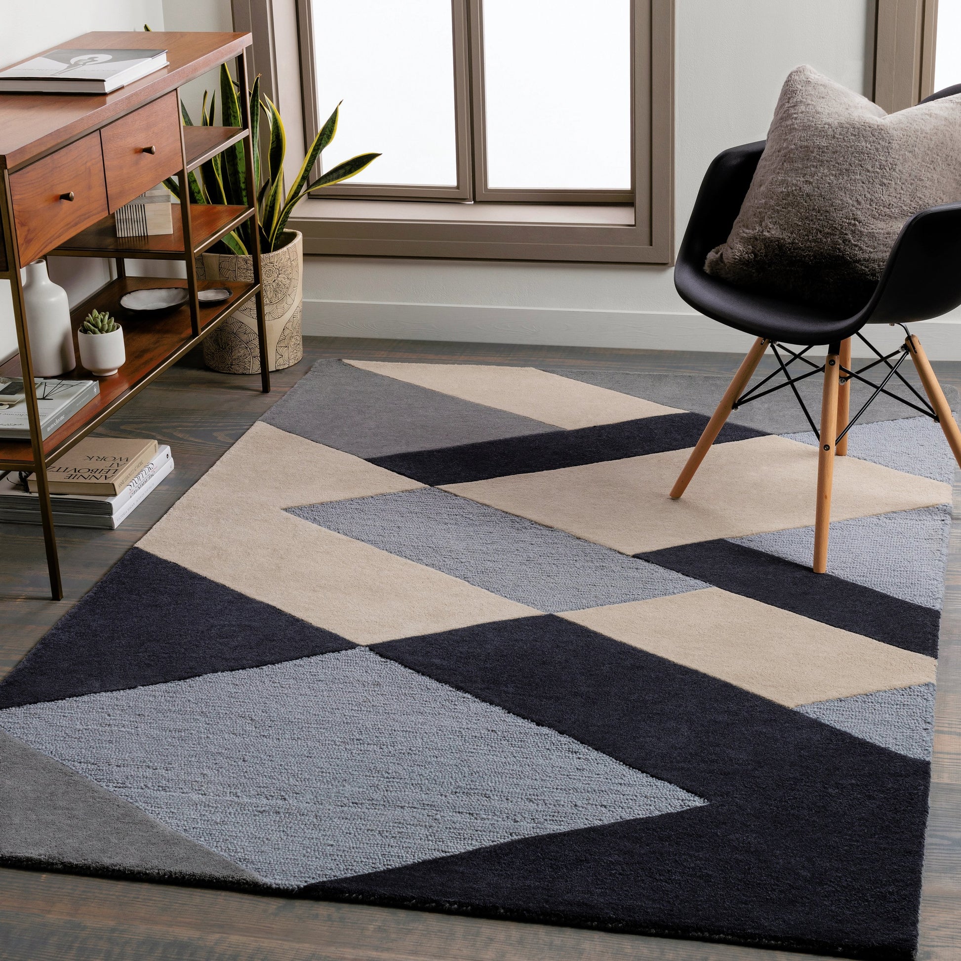 Kennedy Rug - 27063 by Surya in ink blue, medium gray, light beige, charcoal, denim. Made from 100% wool in a unique style.