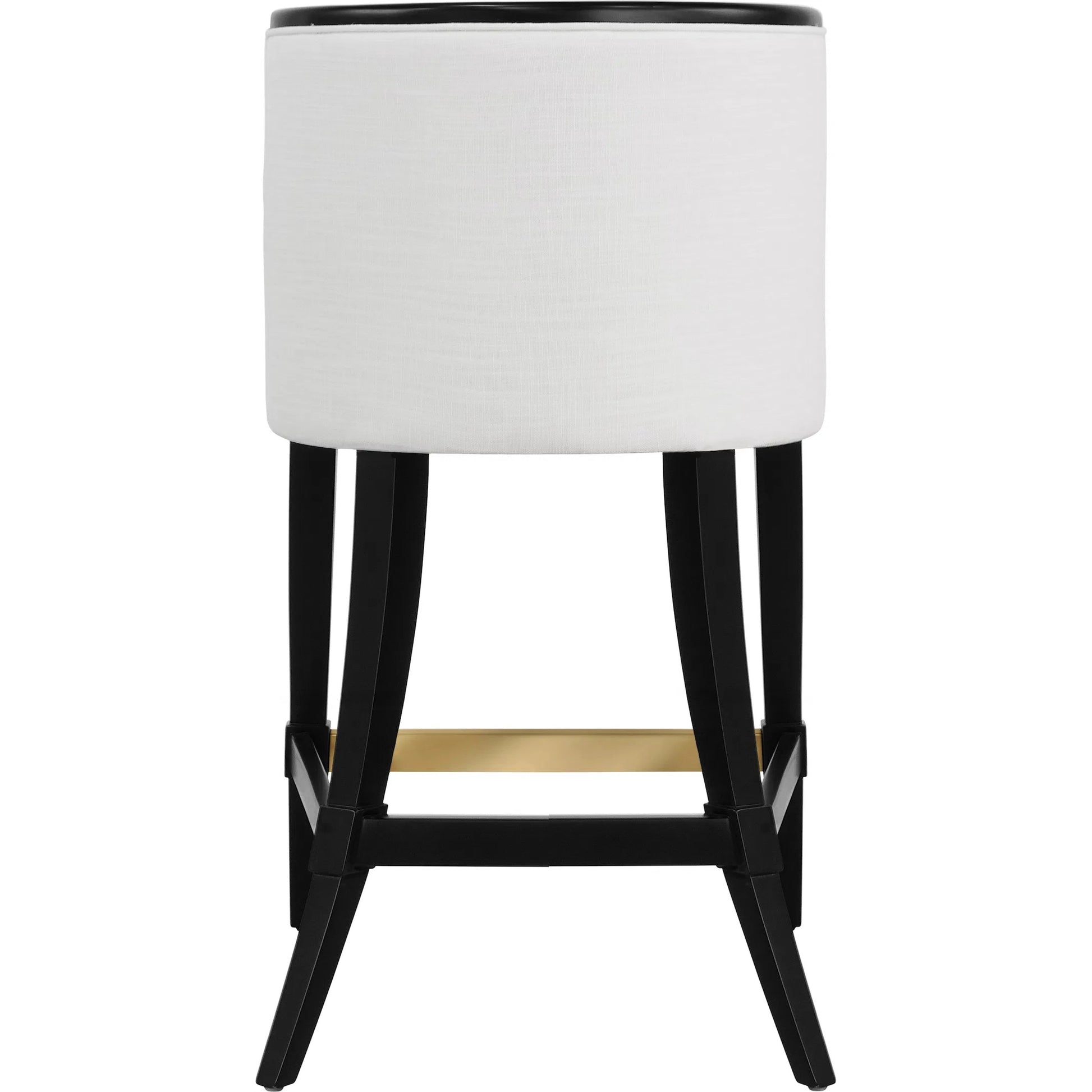 Keaton Klismos Leg Counter Stool by Worlds Away. Made from solid wood, mdf, foam, linen in a modern style.