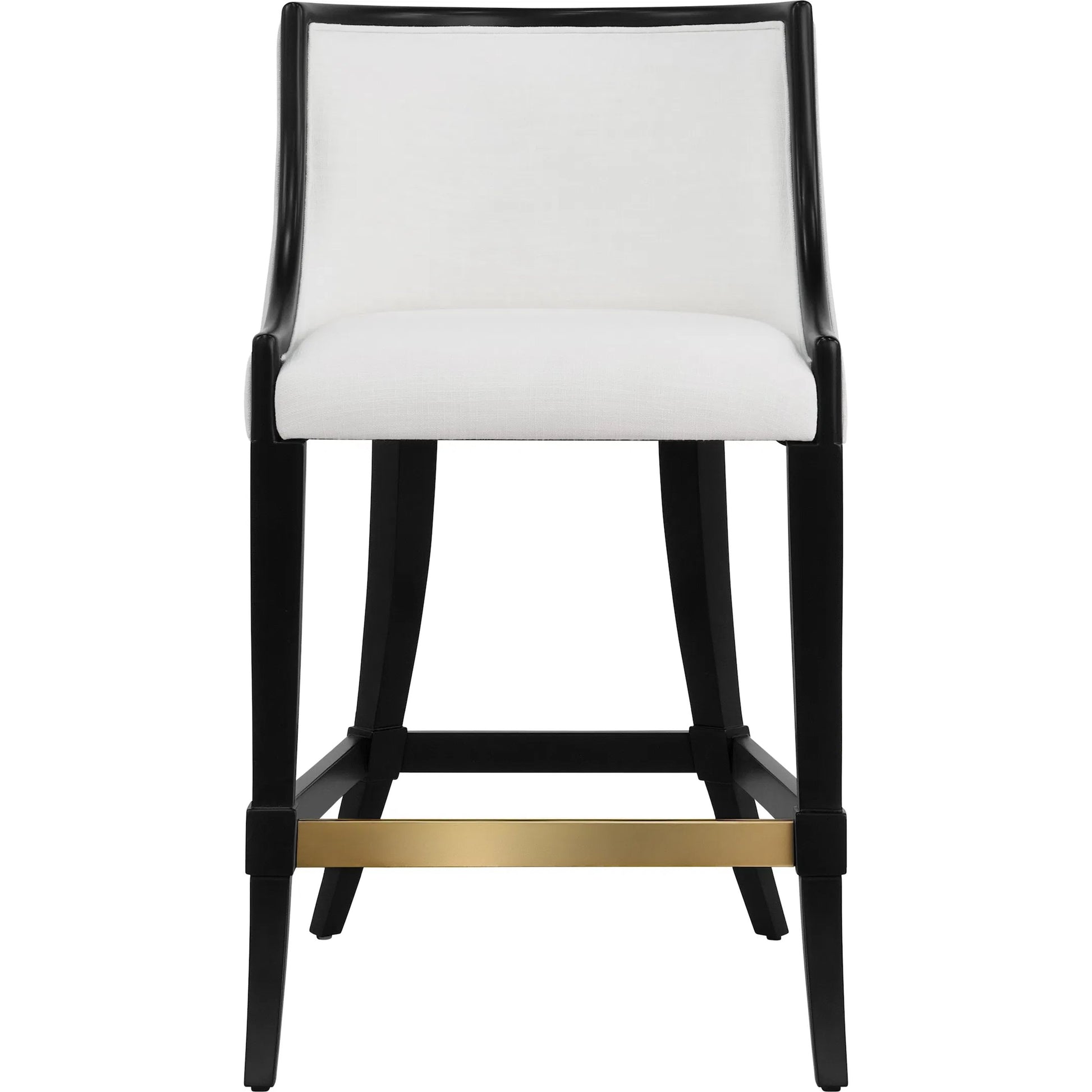 Keaton Klismos Leg Counter Stool by Worlds Away. Made from solid wood, mdf, foam, linen in a modern style.