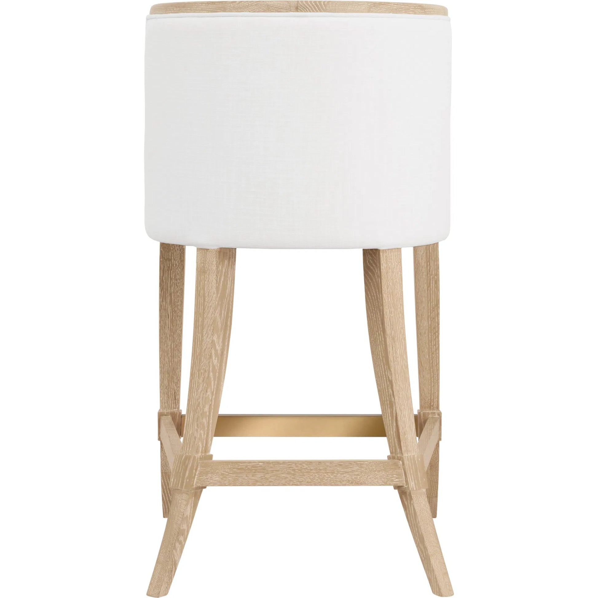 Keaton Klismos Leg Counter Stool by Worlds Away. Made from solid wood, mdf, foam, linen in a modern style.