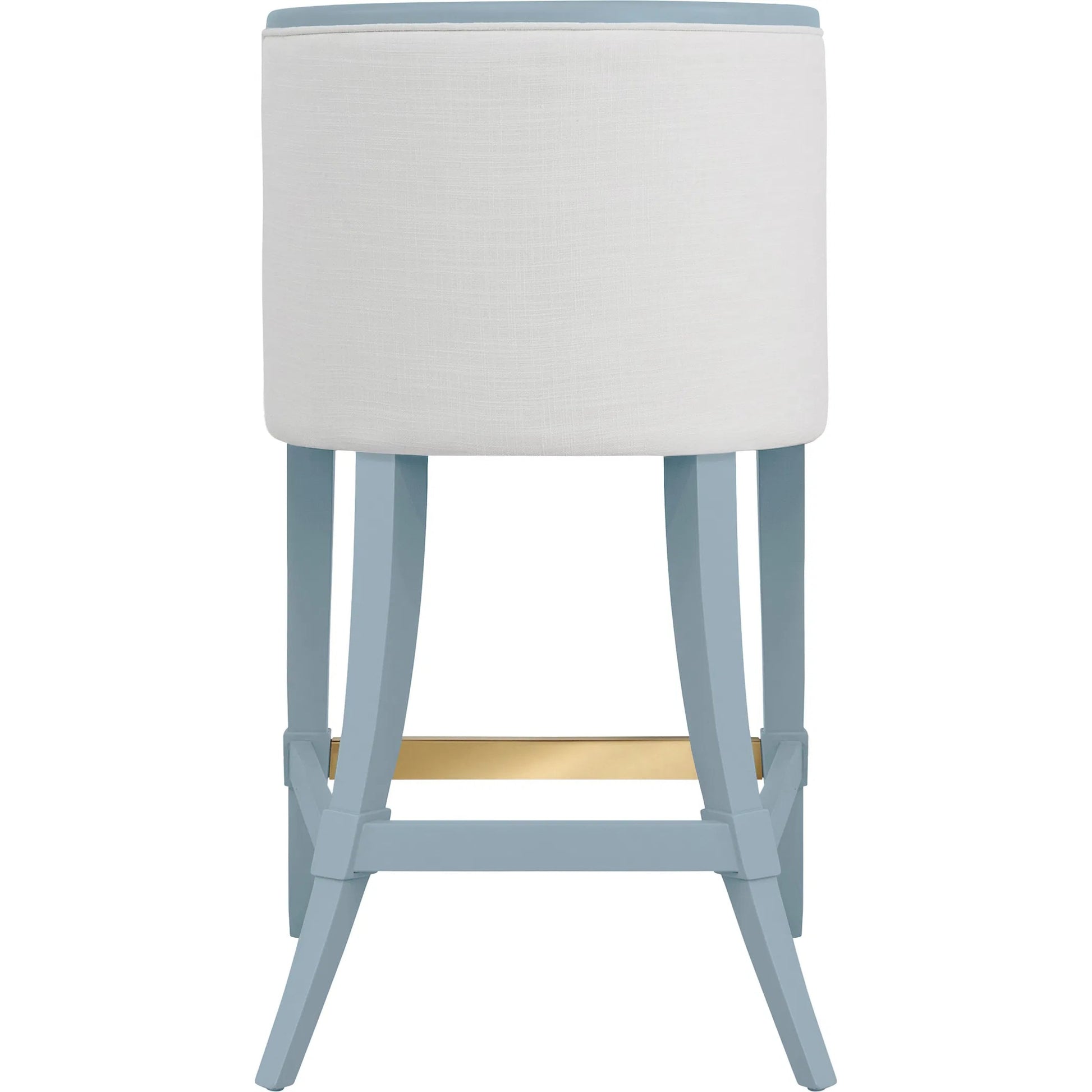 Keaton Klismos Leg Counter Stool by Worlds Away. Made from solid wood, mdf, foam, linen in a modern style.
