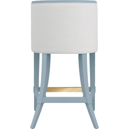 Keaton Klismos Leg Counter Stool by Worlds Away. Made from solid wood, mdf, foam, linen in a modern style.