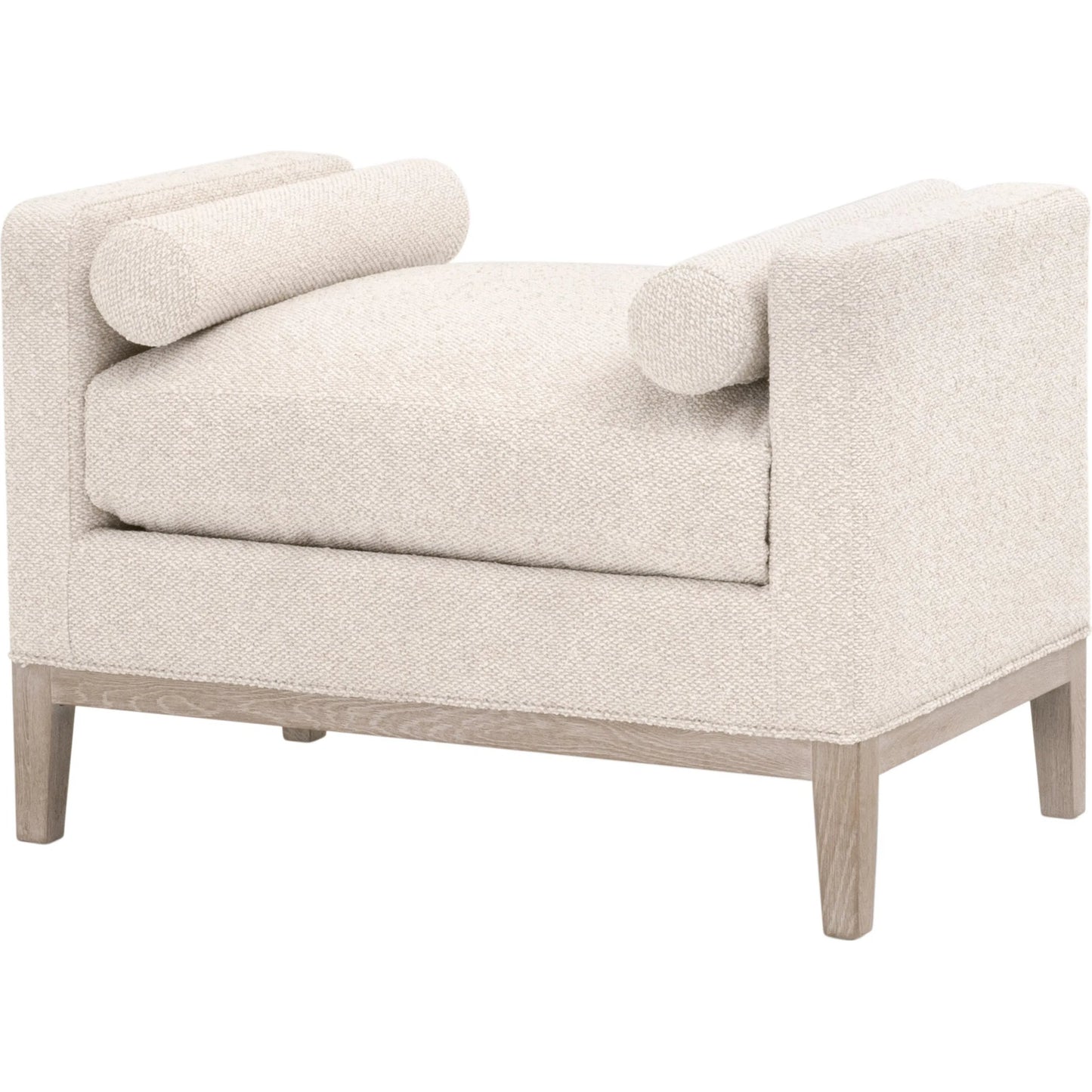 001 SI-2374647 | Primary Silo | Keaton Upholstered Accent Stool by Essentials For Living in livesmart gellar, linen, natural gray oak. Made from solid oak wood, mdf, plywood in a transitional style.