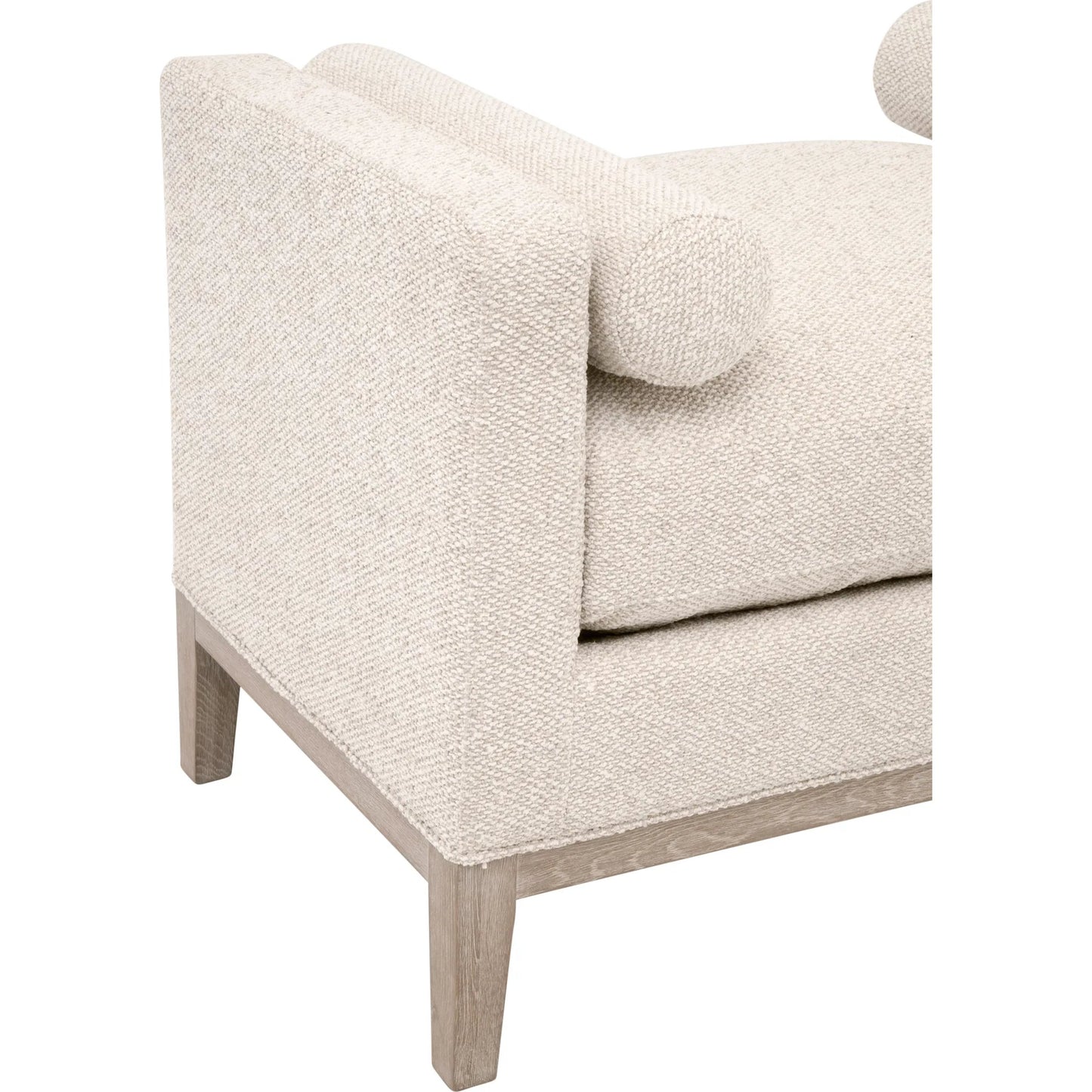 004 SI-2374647 | Closeup | Keaton Upholstered Accent Stool by Essentials For Living in livesmart gellar, linen, natural gray oak. Made from solid oak wood, mdf, plywood in a transitional style.