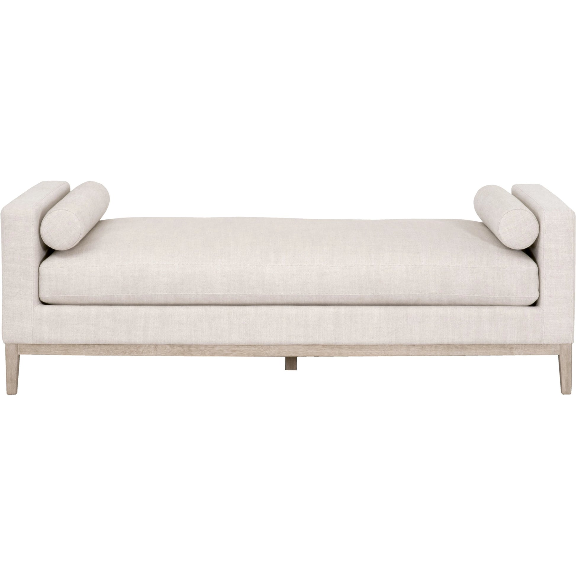 Keaton Daybed by Essentials For Living in bisque and natural gray, bisque. Made from solid oak wood, 55% linen, 45% polyester fabric, foam in a modern style.