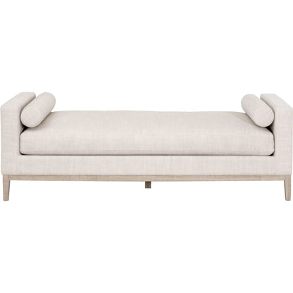 Keaton Daybed by Essentials For Living in bisque and natural gray, bisque. Made from solid oak wood, 55% linen, 45% polyester fabric, foam in a modern style.
