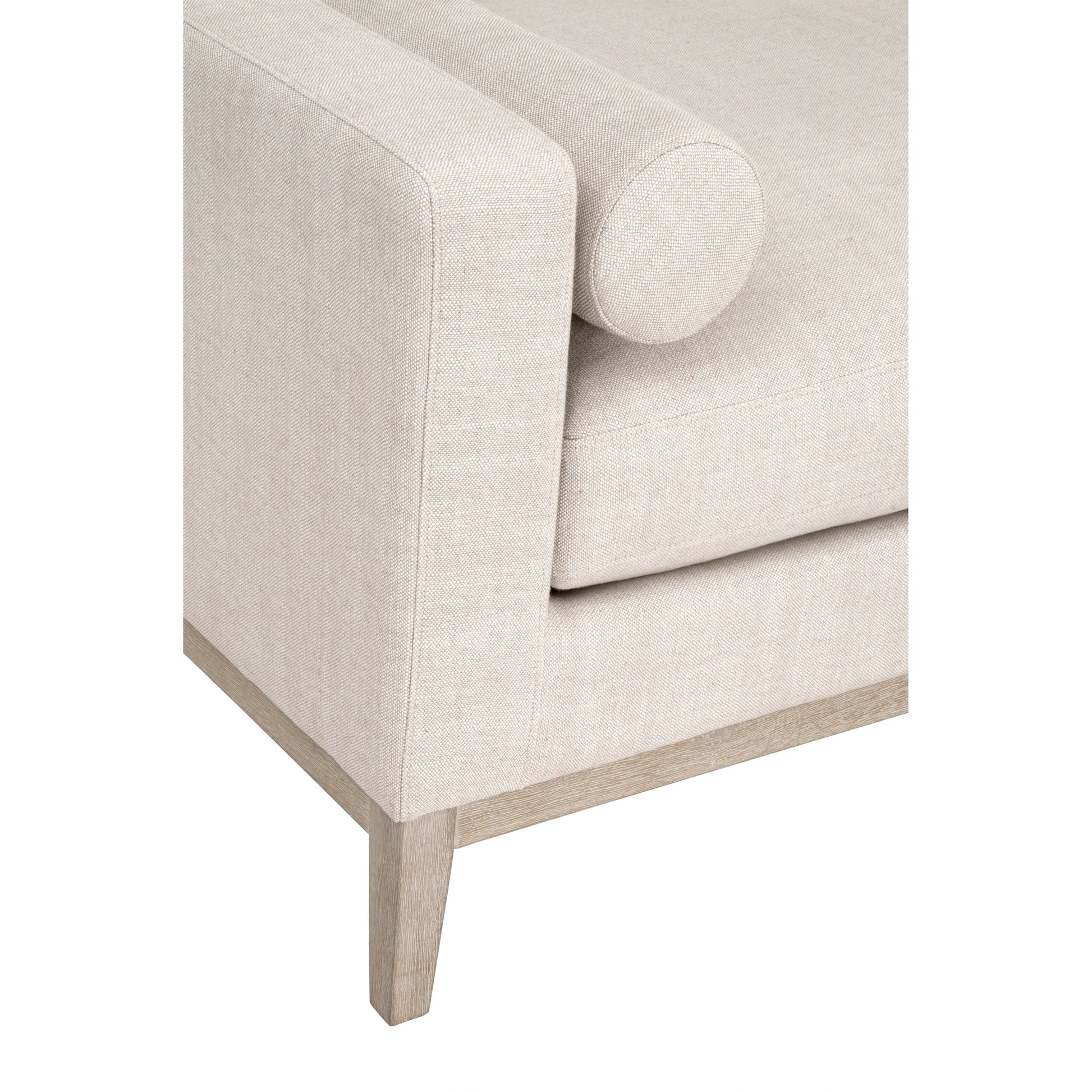 Keaton Daybed by Essentials For Living in bisque and natural gray, bisque. Made from solid oak wood, 55% linen, 45% polyester fabric, foam in a modern style.