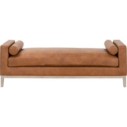 Keaton Daybed by Essentials For Living in bisque and natural gray, bisque. Made from solid oak wood, 55% linen, 45% polyester fabric, foam in a modern style.