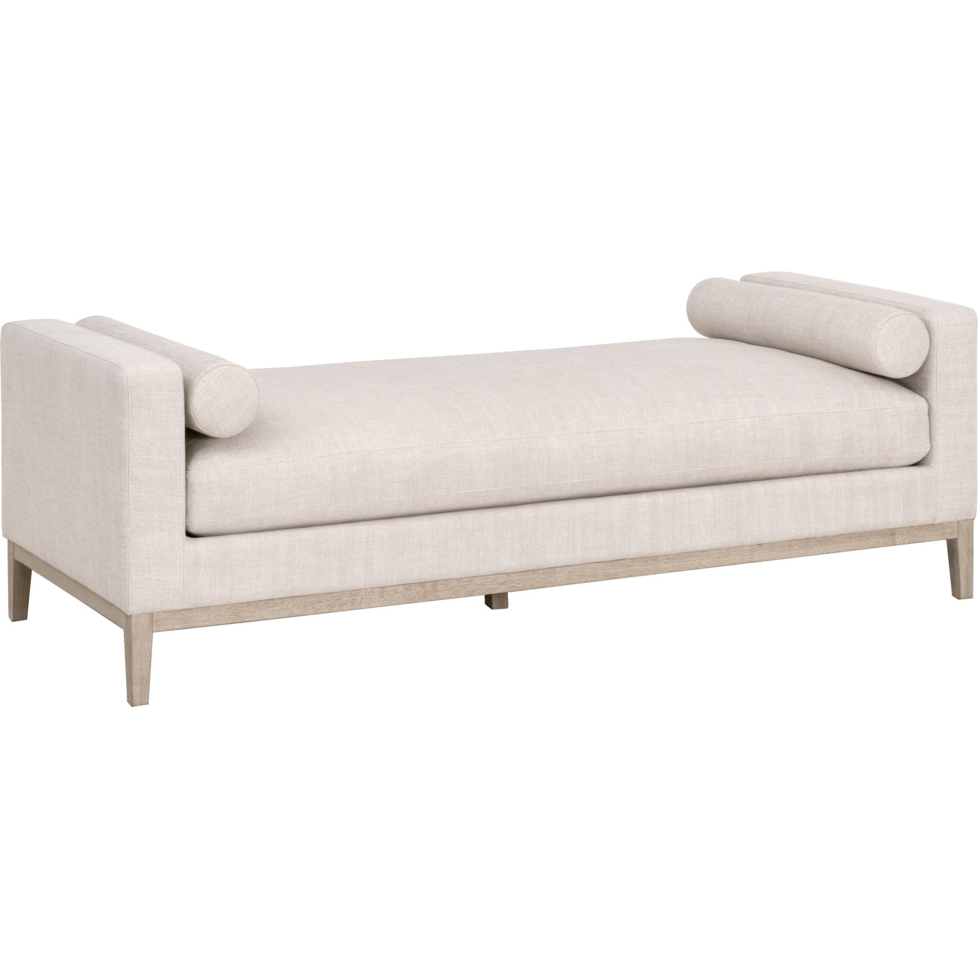 Keaton Daybed by Essentials For Living in bisque and natural gray, bisque. Made from solid oak wood, 55% linen, 45% polyester fabric, foam in a modern style.
