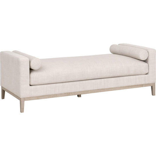 Keaton Daybed by Essentials For Living in bisque and natural gray, bisque. Made from solid oak wood, 55% linen, 45% polyester fabric, foam in a modern style.