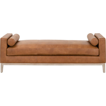 Keaton Daybed by Essentials For Living in bisque and natural gray, bisque. Made from solid oak wood, 55% linen, 45% polyester fabric, foam in a modern style.