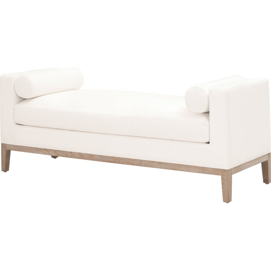 Keaton Upholstered Bench by Essentials For Living in pearl and livesmart peyton pearl, natural gray oak. Made from solid oak wood, 98% polyester, 2% nylon fabric, foam in a transitional style.