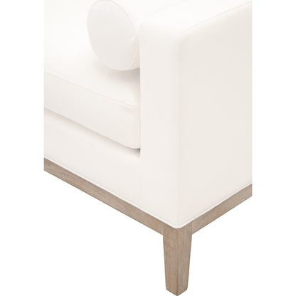 Keaton Upholstered Bench by Essentials For Living in pearl and livesmart peyton pearl, natural gray oak. Made from solid oak wood, 98% polyester, 2% nylon fabric, foam in a transitional style.
