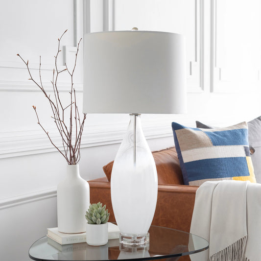 Kehlani - 23146 by Surya in white and white. Made from polyester, glass, crystal, metal in a modern style.