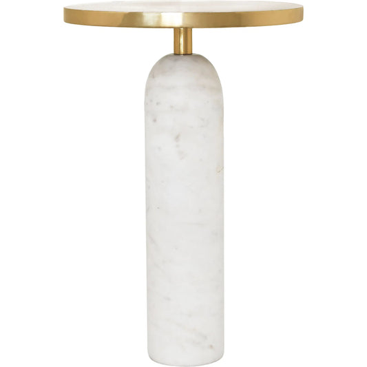 Keller Round Side Table by Worlds Away. Made from brass, marble in a unique style.