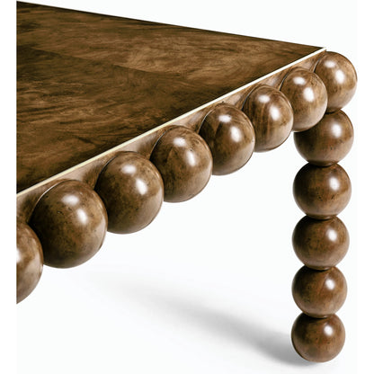 Orb Rectangular Dining Table by Jonathan Charles in brown and medium brown mahogany. Made from mahogany veneers, faux bone in a modern style.
