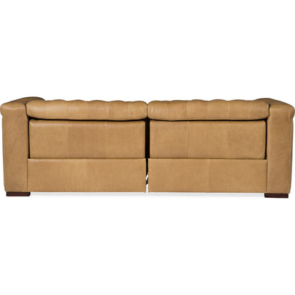 Savion Power Reclining Sofa by Hooker Furniture in brown. Made from leather in a modern style.