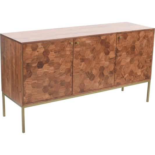 Kenzo Sideboard by LH Imports in brown, brass. Made from unique in a unique style.