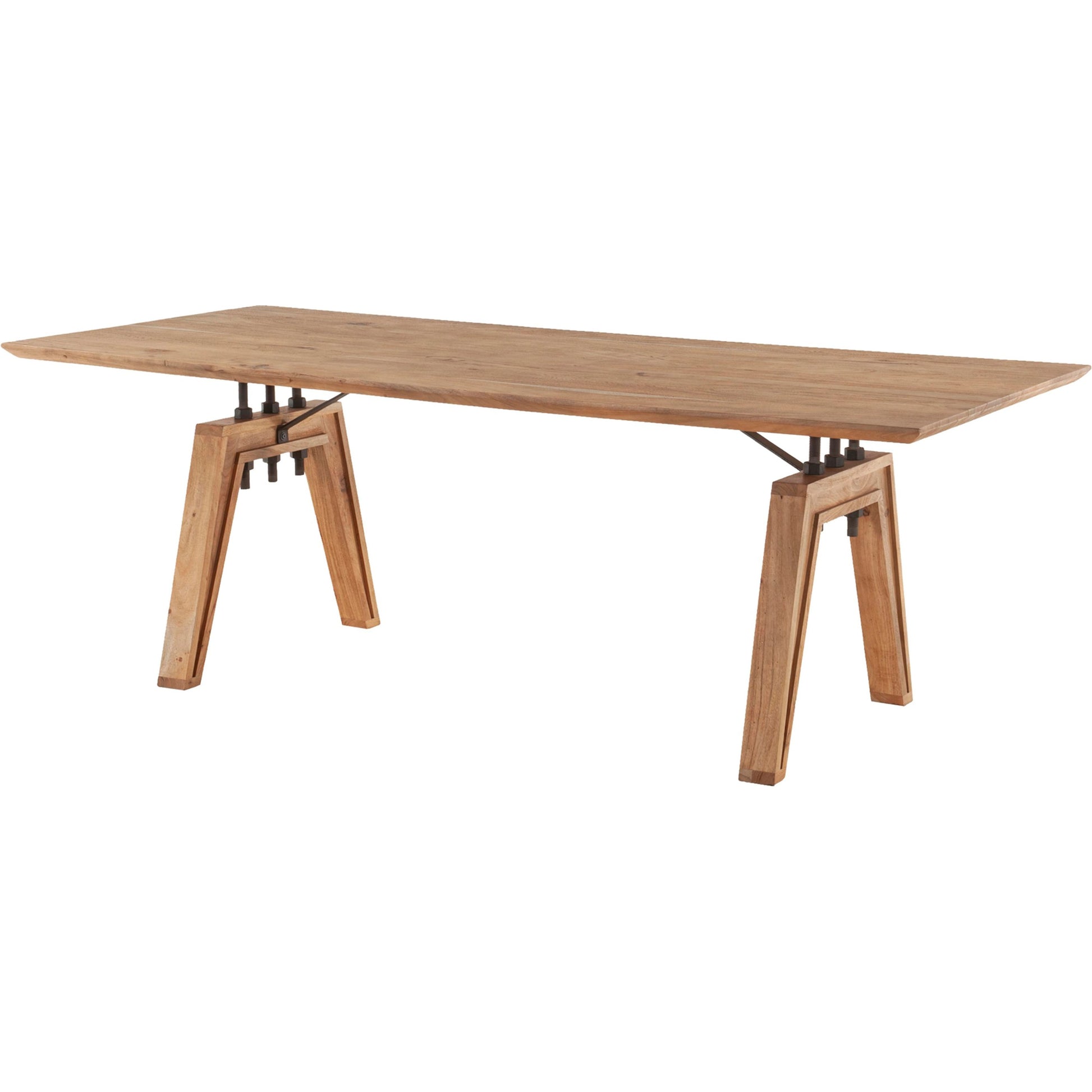 Landmark 84" Dining Table by LH Imports in brown. Made from acacia, metal in a modern style.