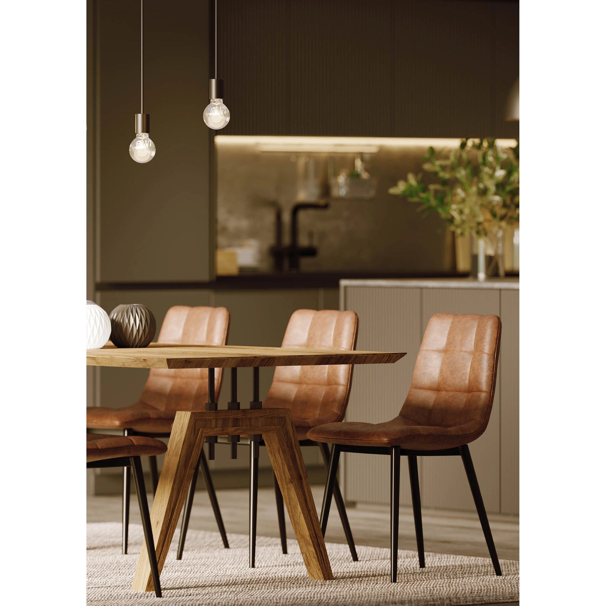 Landmark 84" Dining Table by LH Imports in brown. Made from acacia, metal in a modern style.